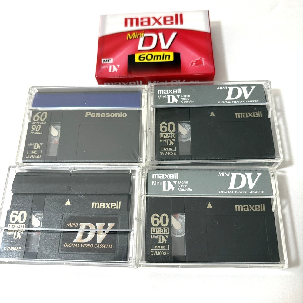 Lot of 5 Maxell/Panasonic mini DV digital video cassette tapes 60 Min